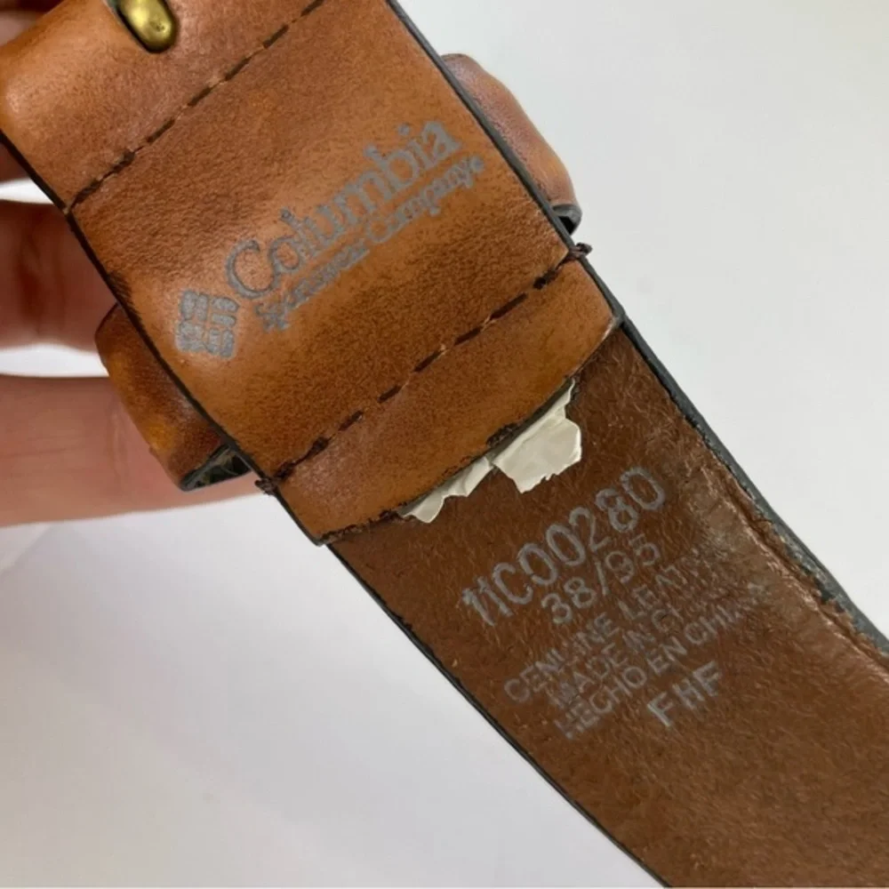 Columbia Tan Leather Braided‎ Woven Size 38 Men’s Belt